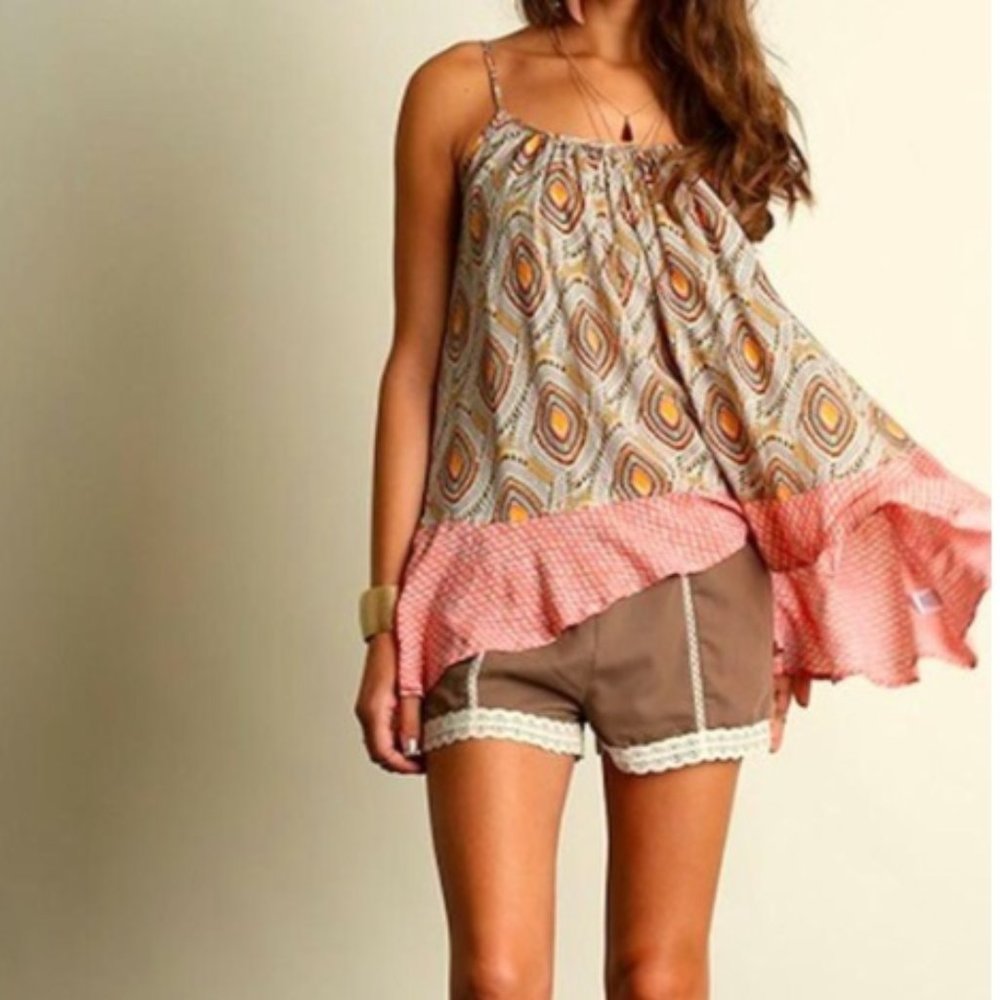 Umgee Sleeveless Tunic Blouse Tank Top Size S